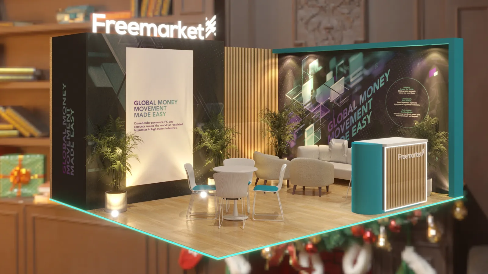 FREEMARKET — concept render of the exhibition stands project by SLY Production
