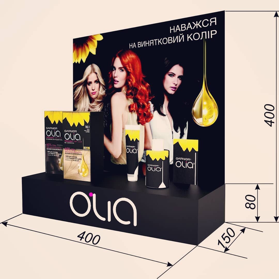 OLIA Garnier beauty stand — branded & retail project built by SLY Production, photo 2